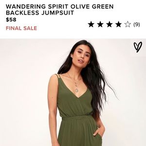Lulus Wandering Spirit Jumpsuit Olive Green NWT